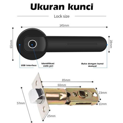 Kadonio Digital Handle Kunci Pintu Rumah Elektronik FingerprintKS-L401